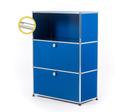 USM Haller E Highboard M with Compartment Lighting, Gentian blue RAL 5010, Cool white