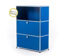 USM Haller E Highboard M with Compartment Lighting, Gentian blue RAL 5010, Cool white