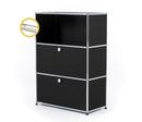 USM Haller E Highboard M with Compartment Lighting, Graphite black RAL 9011, Cool white