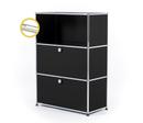 USM Haller E Highboard M with Compartment Lighting, Graphite black RAL 9011, Cool white