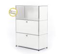 USM Haller E Highboard M with Compartment Lighting, Pure white RAL 9010, Warm white
