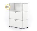 USM Haller E Highboard M with Compartment Lighting, Pure white RAL 9010, Warm white