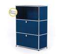USM Haller E Highboard M with Compartment Lighting, Steel blue RAL 5011, Warm white
