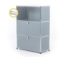 USM Haller E Highboard M with Compartment Lighting, USM matte silver, Cool white