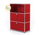 USM Haller E Highboard M with Compartment Lighting, USM ruby red, Cool white