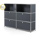 USM Haller E Highboard L with Compartment Lighting, Anthracite RAL 7016, Cool white