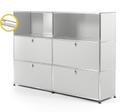 USM Haller E Highboard L with Compartment Lighting, Light grey RAL 7035, Warm white