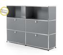 USM Haller E Highboard L with Compartment Lighting, Mid grey RAL 7005, Cool white