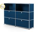 USM Haller E Highboard L with Compartment Lighting, Steel blue RAL 5011, Warm white