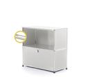 USM Haller E Sideboard M with Compartment Lighting, Light grey RAL 7035, Cool white