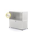 USM Haller E Sideboard M with Compartment Lighting, Light grey RAL 7035, Warm white