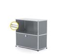 USM Haller E Sideboard M with Compartment Lighting, Mid grey RAL 7005, Cool white