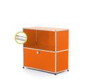 USM Haller E Sideboard M with Compartment Lighting, Pure orange RAL 2004, Cool white