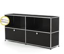 USM Haller E Sideboard L with Compartment Lighting, Graphite black RAL 9011, Cool white
