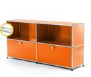 USM Haller E Sideboard L with Compartment Lighting, Pure orange RAL 2004, Cool white
