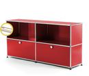 USM Haller E Sideboard L with Compartment Lighting, USM ruby red, Warm white