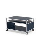 USM Haller side table with extension and castors, Steel blue RAL 5011, Hard castors for carpets