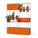 USM Haller E Plant World Room Divider, Pure orange RAL 2004, Terracotta, LED lighting warm white