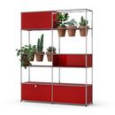 USM Haller E Plant World Room Divider, USM ruby red, Terracotta, LED illumination cold white