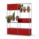 USM Haller E Plant World Room Divider, USM ruby red, Terracotta, LED lighting warm white