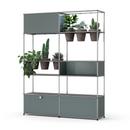 USM Haller E Plant World Room Divider, Mid grey RAL 7005, Basalt, LED illumination cold white