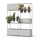 USM Haller E Plant World Room Divider, Light grey RAL 7035, Basalt, LED lighting warm white