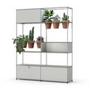 USM Haller E Plant World Room Divider, Light grey RAL 7035, Terracotta, LED illumination cold white