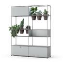 USM Haller E Plant World Room Divider, USM matte silver, Basalt, LED illumination cold white