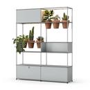 USM Haller E Plant World Room Divider, USM matte silver, Terracotta, LED lighting warm white