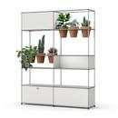 USM Haller E Plant World Room Divider, Pure white RAL 9010, Terracotta, LED illumination cold white