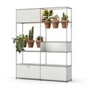 USM Haller E Plant World Room Divider, Pure white RAL 9010, Terracotta, LED lighting warm white