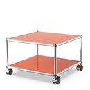 USM Haller side table with castors, Pure orange RAL 2004, Hard castors for carpets