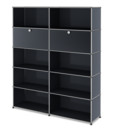 USM Haller Storage Unit L, Customisable, Anthracite RAL 7016, With 2 drop-down doors, Open, Open, Open