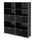 USM Haller Storage Unit L, Customisable, Graphite black RAL 9011, Open, With 2 drop-down doors, Open, With 2 drop-down doors
