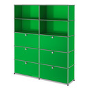 USM Haller Storage Unit L, Customisable, USM green, Open, With 2 drop-down doors, With 2 drop-down doors, With 2 extension doors