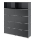 USM Haller Storage Unit L, Customisable, Mid grey RAL 7005, With 2 drop-down doors, With 2 drop-down doors, With 2 drop-down doors, With 2 extension doors