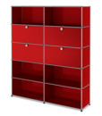 USM Haller Storage Unit L, Customisable, USM ruby red, With 2 drop-down doors, With 2 drop-down doors, Open, Open