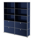 USM Haller Storage Unit L, Customisable, Steel blue RAL 5011, Open, Open, With 2 drop-down doors, With 2 drop-down doors