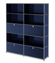 USM Haller Storage Unit L, Customisable, Steel blue RAL 5011, Open, With 2 drop-down doors, Open, With 2 extension doors