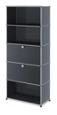 USM Haller Storage Unit M, Customisable, Anthracite RAL 7016, Open, With drop-down door, With drop-down door, Open