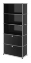 USM Haller Storage Unit M, Customisable, Graphite black RAL 9011, Open, Open, With drop-down door, With drop-down door