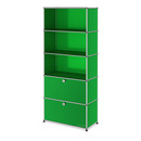 USM Haller Storage Unit M, Customisable, USM green, Open, Open, With drop-down door, With drop-down door