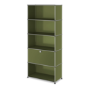USM Haller Storage Unit M,  Edition Olive Green, Customisable, Open, Open, With drop-down door, Open