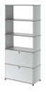 USM Haller Storage Unit with 2 Doors, without upper Rear Panels, USM matte silver