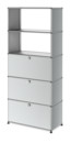 USM Haller Storage Unit with Drop-down Doors and Drawer, USM matte silver