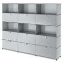 USM Haller Storage Unit XL, Customisable, Light grey RAL 7035, With 3 drop-down doors, Open, With 3 drop-down doors, With 3 extension doors