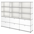 USM Haller Storage Unit XL, Customisable, Pure white RAL 9010, Open, Open, With 3 drop-down doors, With 3 drop-down doors