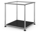 USM Haller Side Table 35, Upper panel glass, lower panel metal, Graphite black RAL 9011