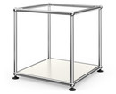 USM Haller Side Table 35, Upper panel glass, lower panel metal, Pure white RAL 9010