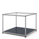 USM Haller Side Table 50, Upper panel glass, lower panel metal, Anthracite RAL 7016